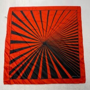 Valentina Fiore Black and Red Abstract Polyester Scarf Vintage